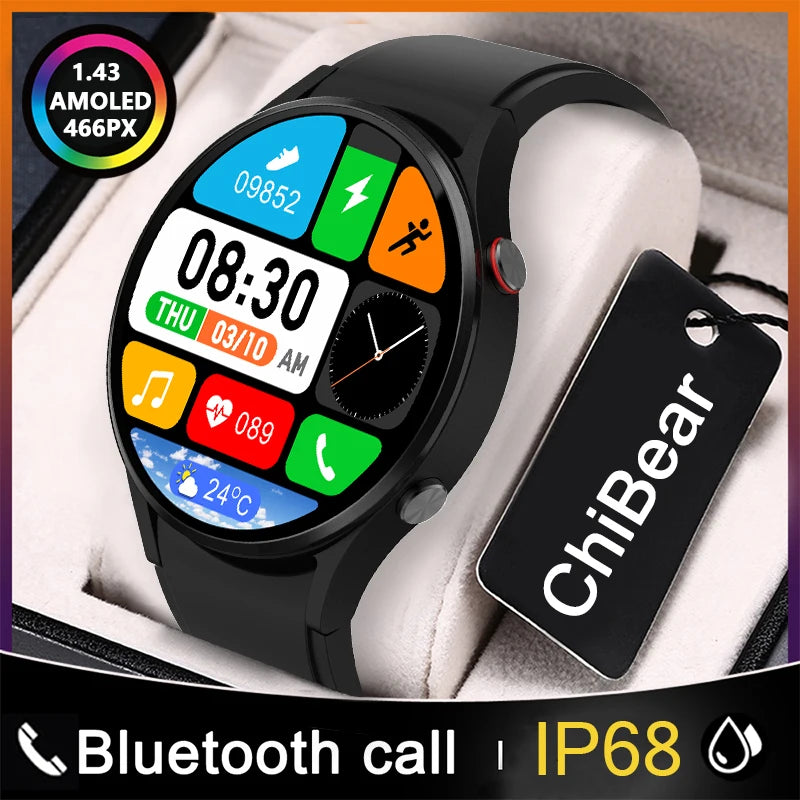 AMOLED Smart Watch Men Women GPS Track 1.43 Inch AMOLED 466*466 HD Screen Always Display Bluetooth Call Smartwatch Man 2024 New