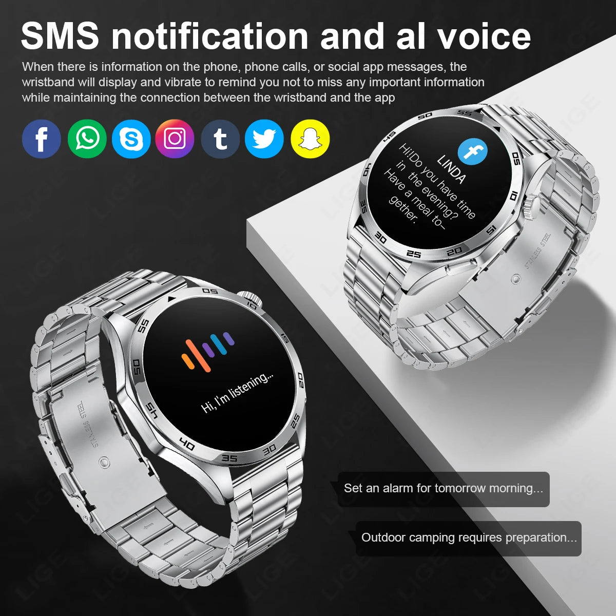 LIGE GT4 Pro Smart Watch Men ECG Health Monitoring Bluetooth Call Sports Fitness Tracker Music Smartwatch 2024 For Android IOS