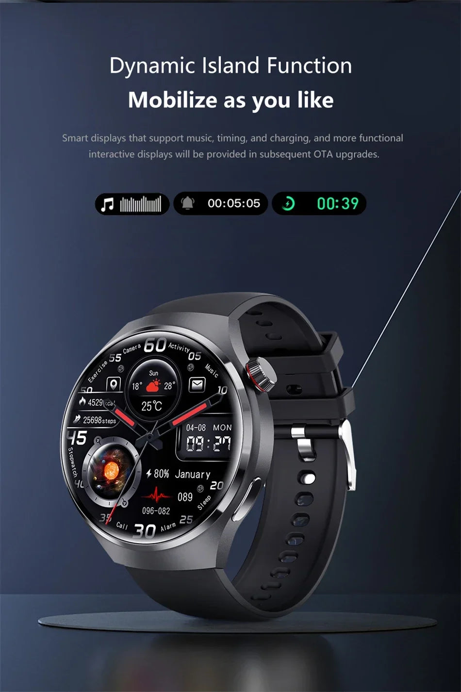 2024 New NFC Smart Watch Men AMOLED 360*360 Screen Blood Oxygen Blood Pressure Heart Rate Watch Bluetooth Call Smartwatch Women