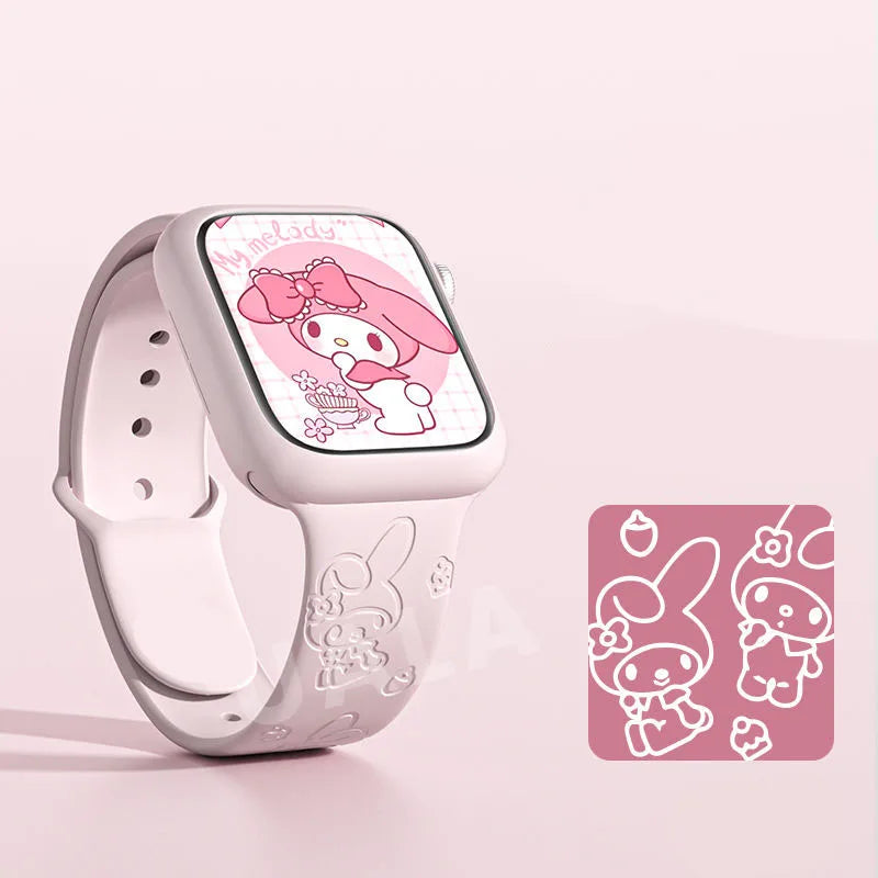 Sanrio My Melody Silicone Strap For Apple Watch Bands 38mm 41mm 42 44 45 49mm Bracelet iWatch Series Se 9 8 7 6 5 3 Ultra 2 Band