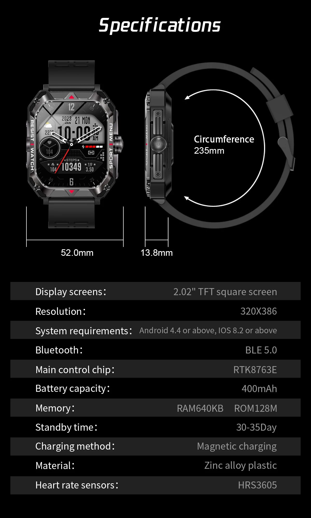 LIGE 2024 Men Smartwatch Outdoor Sport Bluetooth Call Fitness Smart Watch 2.02'' HD Screen Digital Watches for Android,iOS Phone