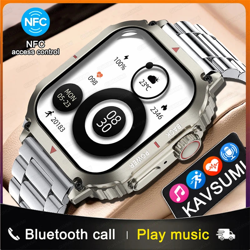 2024 NFC AMOLED Smart Watch Men Custom Dial Answer Call Sport GPS Track Compass Waterproof Women Smartwatch For Women Man Clock