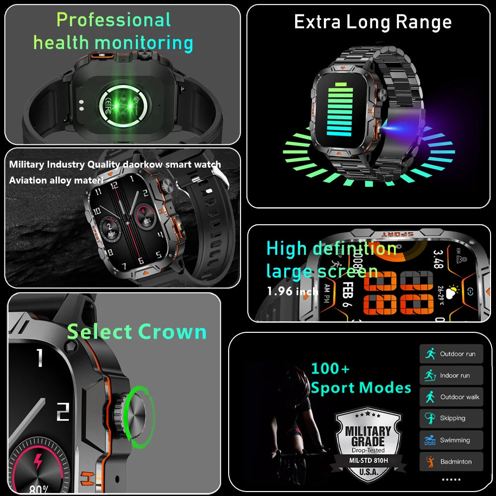 New Full Touch Smart Watch Men For Android Xiaomi Blood Pressure Oxygen Fitness Watch Waterproof LED Flashlight SmartWatch 2024