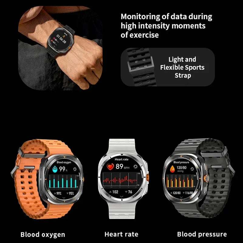 2024 New Smartwatch Amoled Screen Crystal Glass Bluetooth Call Compass Multi-sports Smart Watch Man Woman For Galaxy Watch Ultra