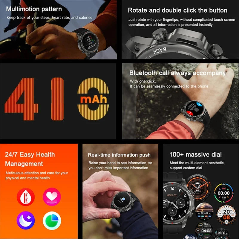 2024 New Smart Watch Men 1.53”HD Screen Bluetooth Call With Flashlight Sport Waterproof Heartrate Fitness Tracker SmartWatch+Box