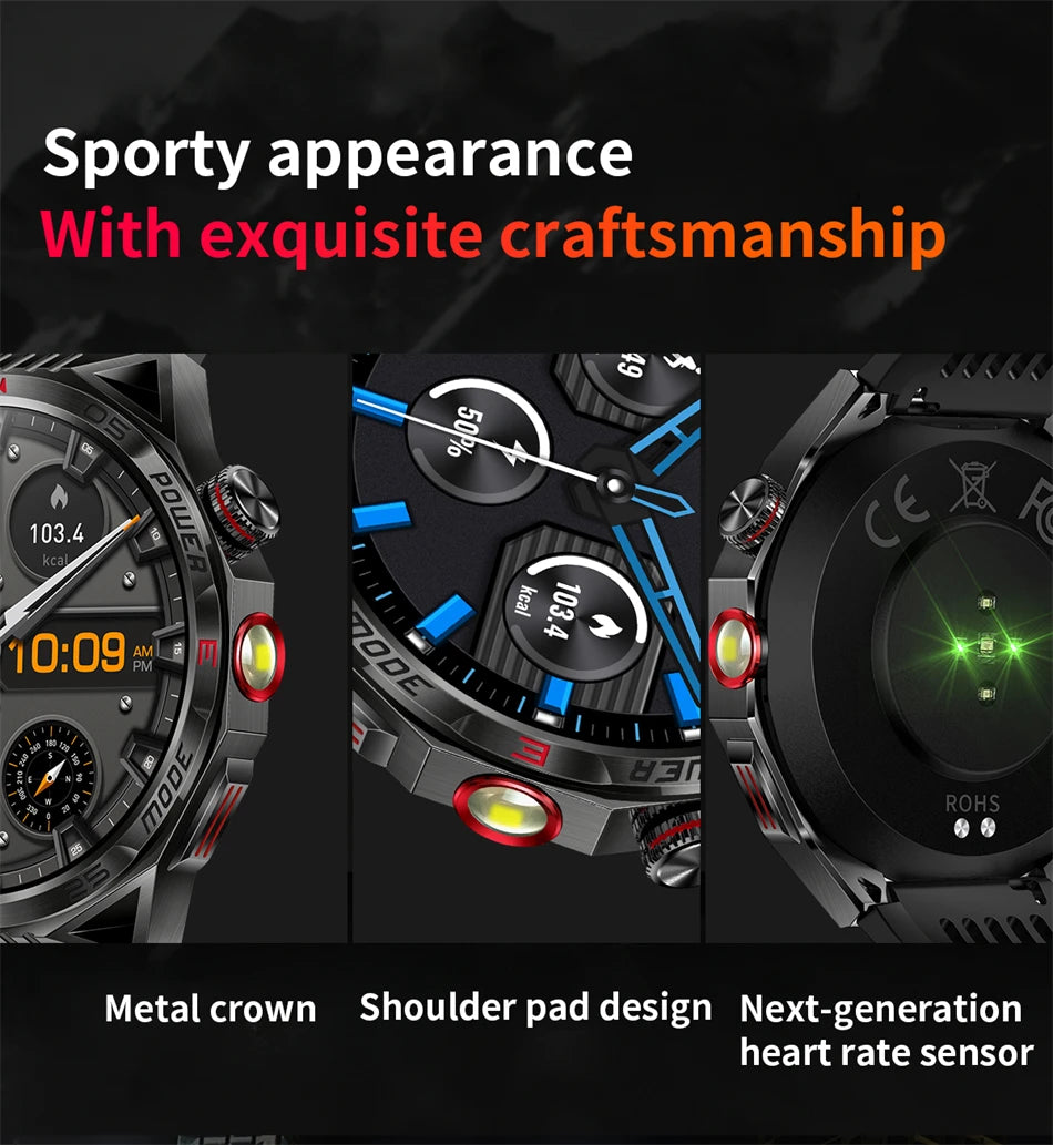 For Huawei Xiaomi New Smart Watch Men 1.85 inch LED Flashlight Infrared Laser Watches Heart Rate Bluetooth Call SmartWatch 2024