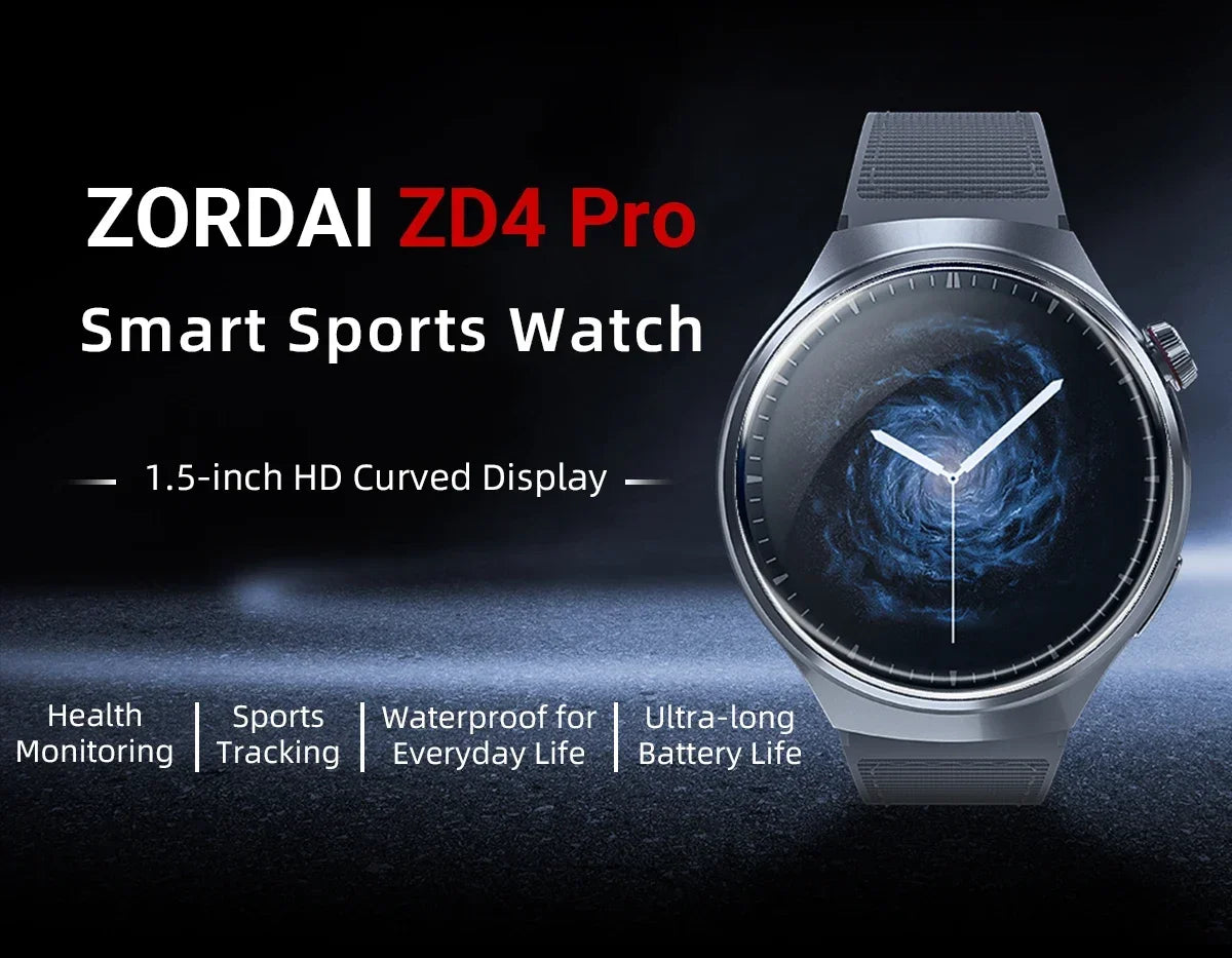 Zordai ZD4Pro GPS SmartWatch Men For Huawei GT4 Pro Sphere Screen Heart Rate Bluetooth Call IP68 Waterproof Smartwatch 2024 New