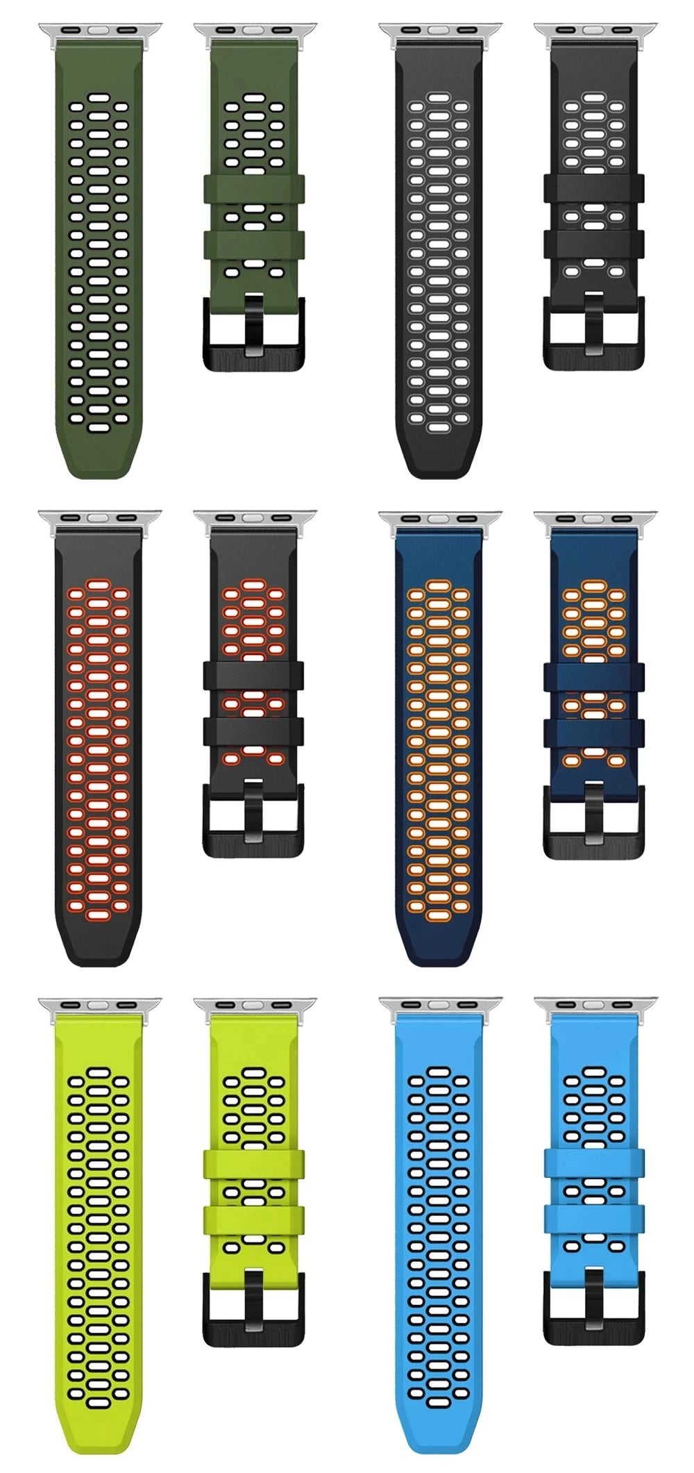 Breathable Silicone Strap For Apple Watch Ultra 2 49mm Band Bracelet Wristband For Apple Watch Series 9 8 7 SE 6 45mm 44mm 42mm