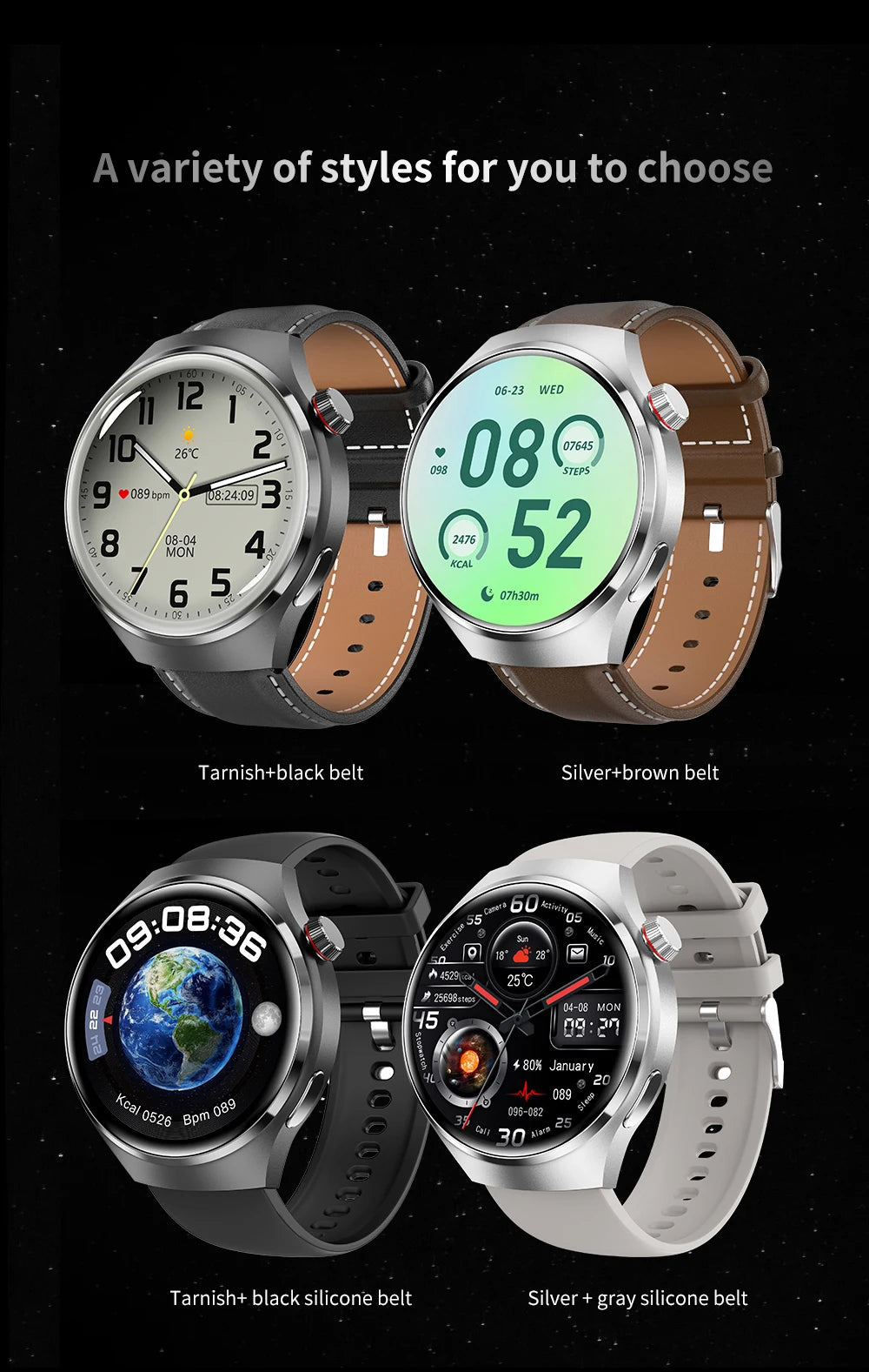 2024 New Smart Watch for Men watch 4  Watches Health Amoled Bluetooth Call Ip68 Waterproof Nfc Smartwatch GPS Tracker