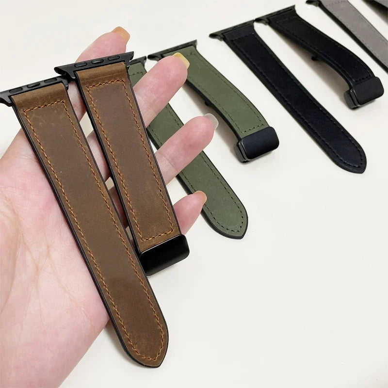 Leather Strap For Apple Watch Band 49mm 44mm 45mm 42mm 40mm 38 41mm Silicone Bracelet Correa iWatch ultra 2 Series 9 8 7 SE 6 5