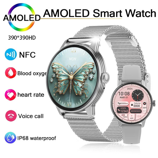 Zordai OD9 New Ultra Thin Smart Watch Women 1.19" AMOLED 390*390 HD Display Show Time Bluetooth Call Reminder Smartwatch Ladies