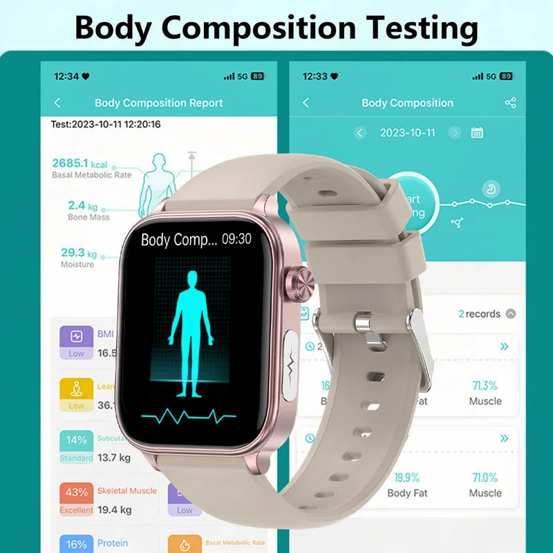 2024 New Medical Grade Smart Watch Women Blood Glucose Watches Uric Acid AI Detector Women Menstrual Health Tracker Smartwatch