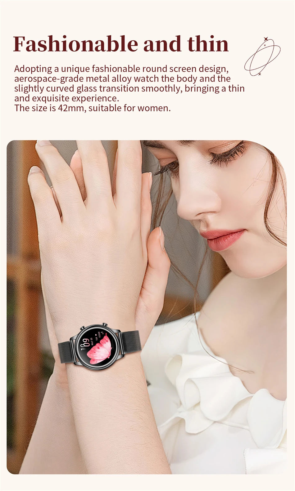 2024 New For Xiaomi 1.27 inch Women Smart Watch Heart Rate Health Custom Dial Ladies Fashion Bracelet Bluetooth Call SmartWatch