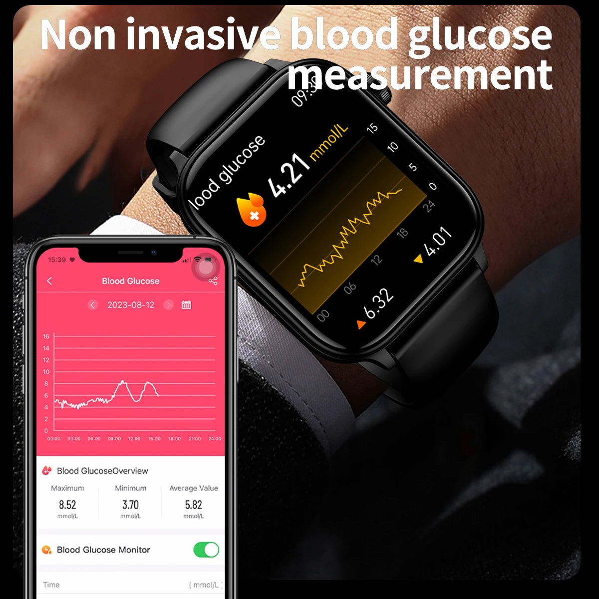 2024 New Blood Glucose Blood Lipids Smart Watch For Men ECG+HRV Fitness Tracker Bluetooth Call Clock Uric Acid Health Smartwatch