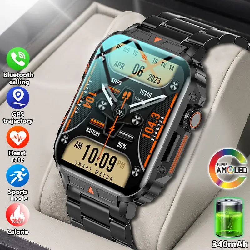 2024 ﻿New Military grade 1.95 inch Outdoor Sports Smart Watch Men IP68 Waterproof Bluetooth Call Heart rate Fitness SmartWatches