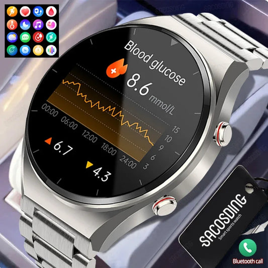 Smart Watch 2024 Bluetooth Call Smartwatch Men Women Blood Sugar Heart Rate Blood Pressure Health IP67 Waterproof Sports Watch