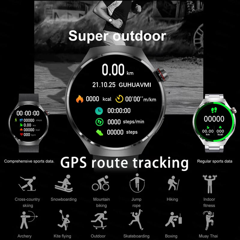 2024 New NFC Smart Watch Men GPS Tracker 1.53" AMOLED 360*360 HD Screen Heart Rate Blood Sugar Bluetooth Call Sport SmartWatch