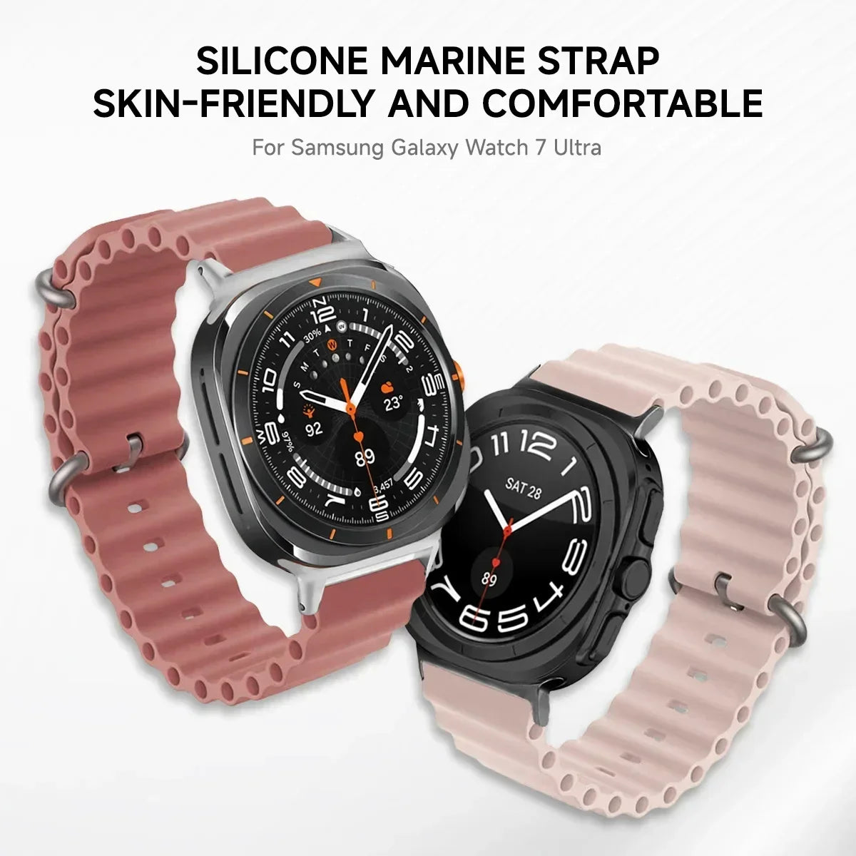 Ocean Strap for Samsung Galaxy Watch 7 Ultra 47mm Sport Silicone Bracelet for Galaxy Watch 7 Ultra Band Metal Connector Correa