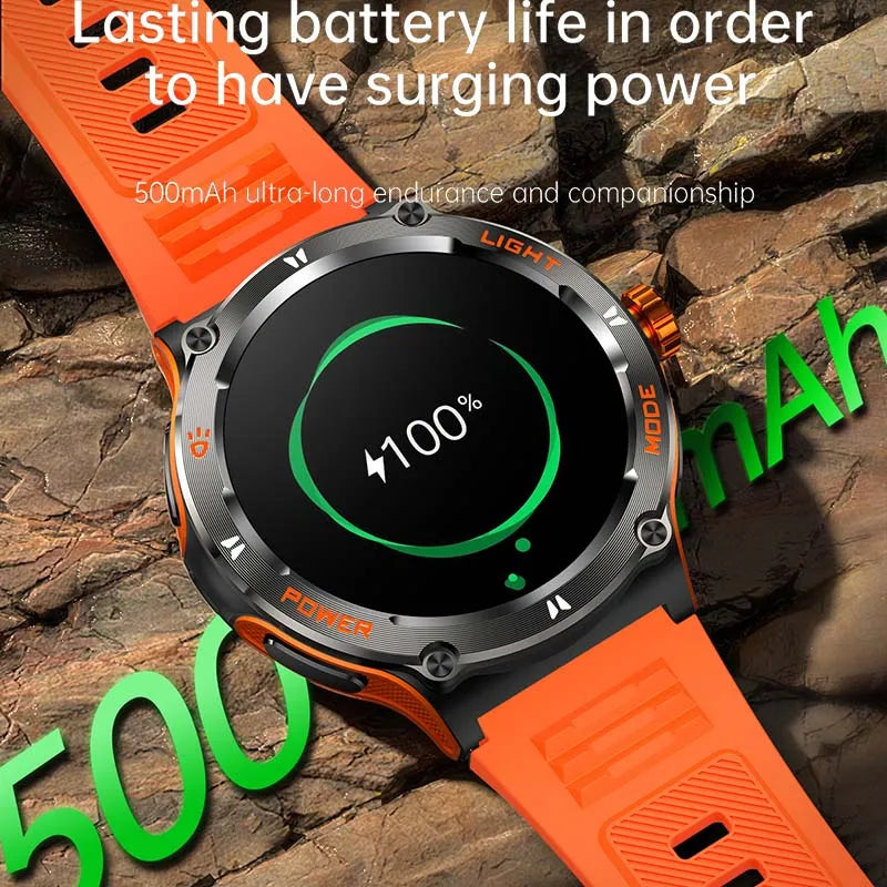 2024 New For Huawei Xiaomi Rugged Military Smartwatch Men Bluetooth Call GPS Track 500Mah 3ATM Waterproof AMOLED Men Smartwatch