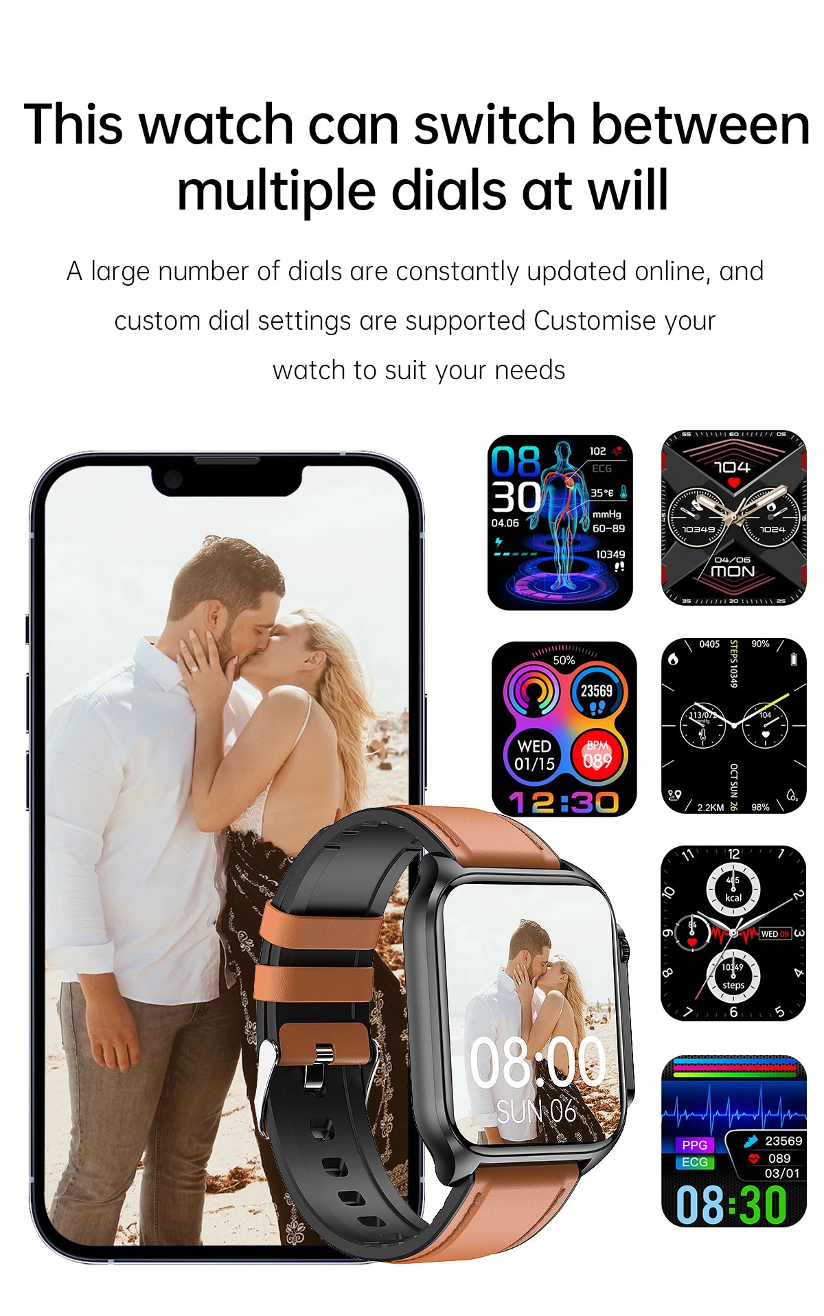 2024 New Bluetooth Call Blood Glucose ECG+PGG Smart Watch Men Heart Rate Blood Pressure Oxygen Body Temperature IP67 SmartWatch