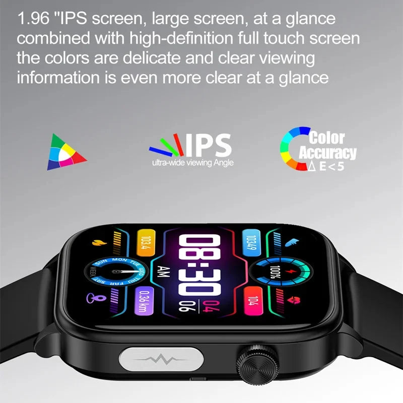 2024 New Blood Lipids Uric Acid Blood Glucose Smart Watch Men ECG+PPG Fitness Tracker Clock Heart Rate Bluetooth call Smartwatch