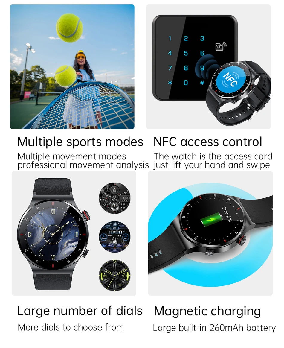 GPS ECG+PPG Bluetooth Call Smart Watch Men 2024 Sports Bracelet NFC Waterproof Custom Watch Face Men SmartWatch For IOS Android