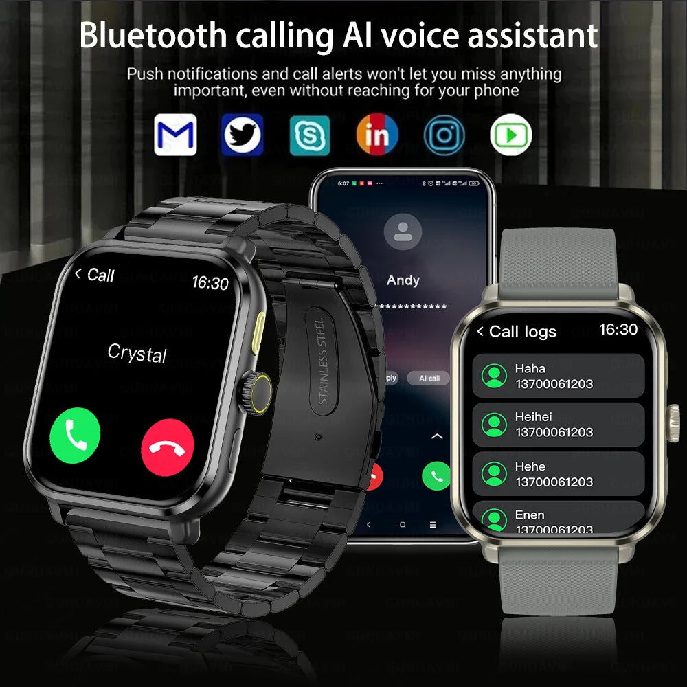 2024 New For Android AMOLED Smart Watch Men Blood Sugar Bluetooth Call GPS Sport Tracker IP68 Waterproof Women Smartwatch Clock