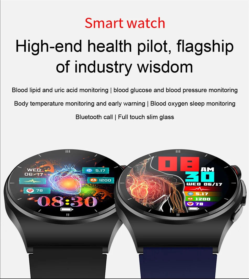 2024 New Uric Acid Smart Watch Men ECG+PPG+HRV Bluetooth Call Blood Sugar Blood Pressure Blood Lipid Health Tracker SmartWatch