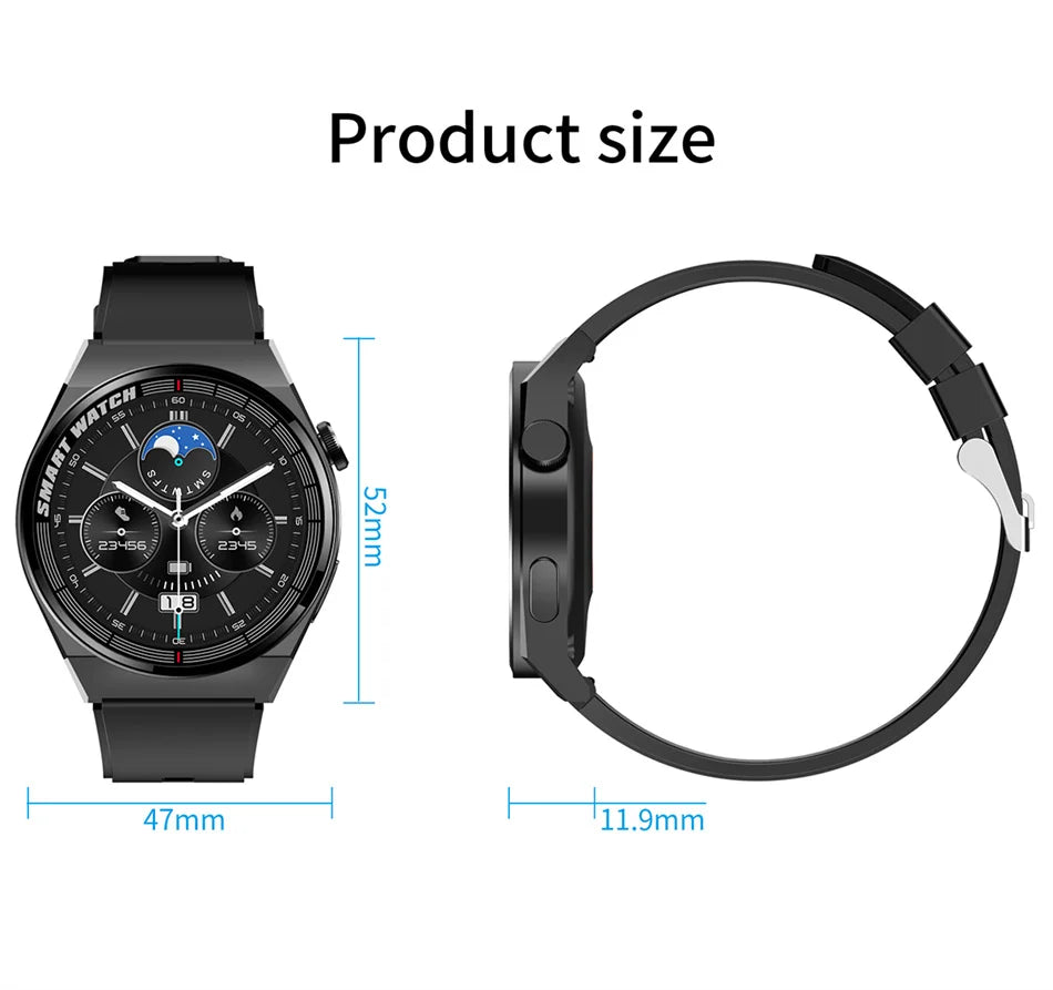 2024 New ECG+PPG Smart Watch Men For Android IOS WATCH 3  AMOLED 390*390 HD Screen IP68 Waterproof Bluetooth Call SmartWatch