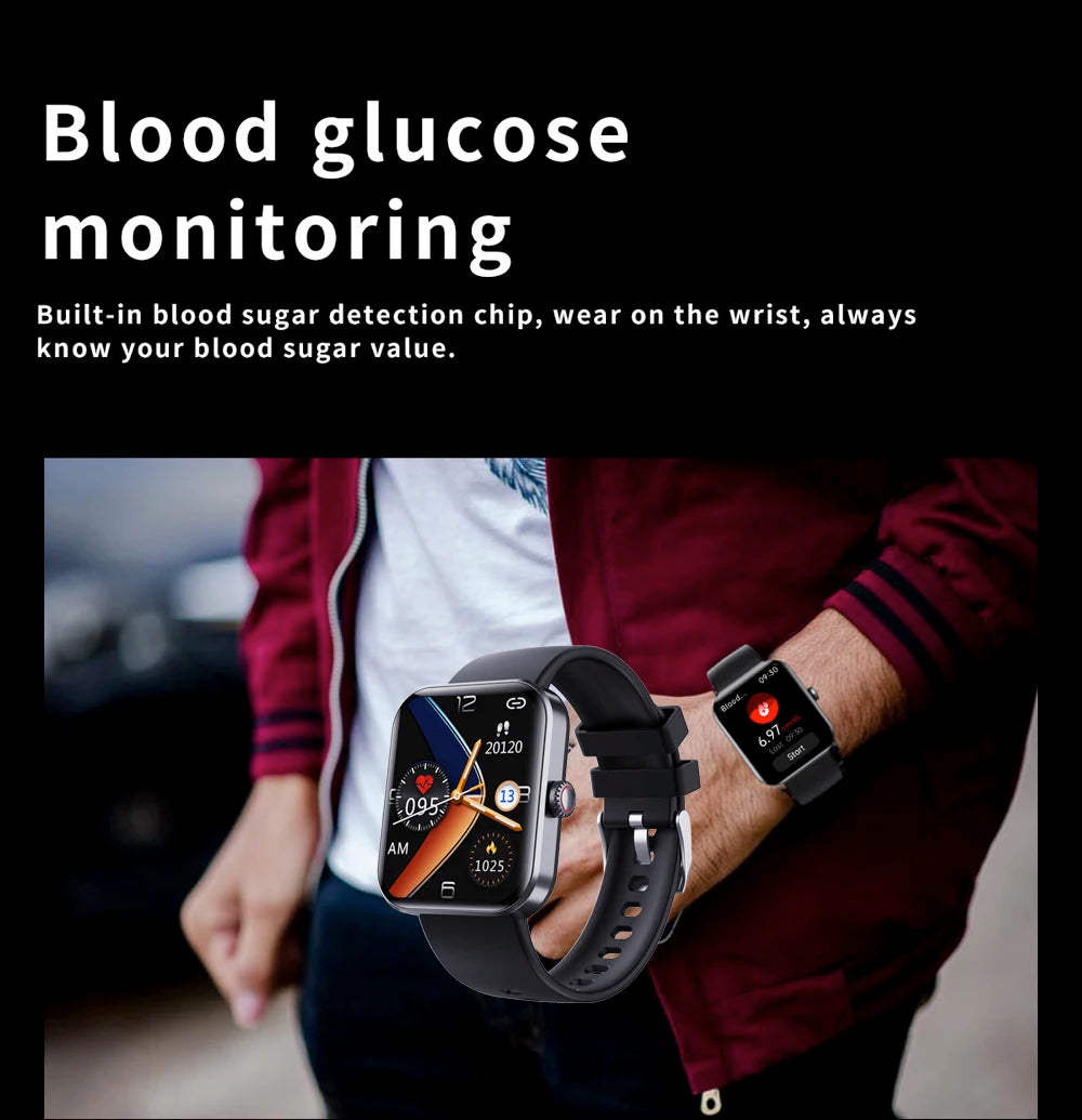 2024 New Blood Glucose Heart Rate Sports Smart Watch For Men 1.91 Inch Screen Body Temperature Monitoring Women Smartwatch