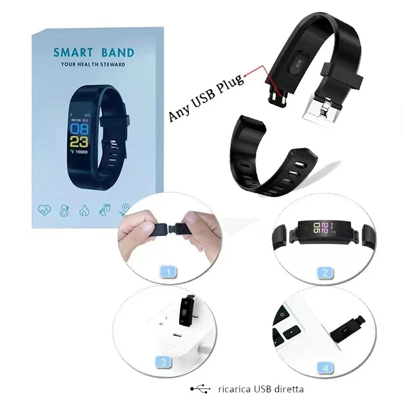 115plus Fit pro Smartwatch Sport Waterproof Smart Watch Men Women Fitness Bracelet Heart Rate Blood Pressure Clock Pedometer