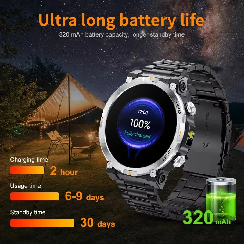 LIGE Smart Watch Men Flashlight Bluetooth Call Sleep Health Monitor Watches Man Sports Waterproof AMOLED Screen Smartwatch 2024