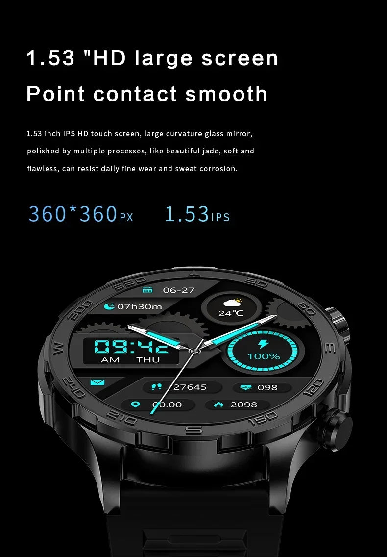 For Xiaomi Huawei 2024 New Smart Watch Men 1.53 inch Bluetooth Call NFC GPS Sports Fitness Tracker IP68 Waterproof Smartwatches