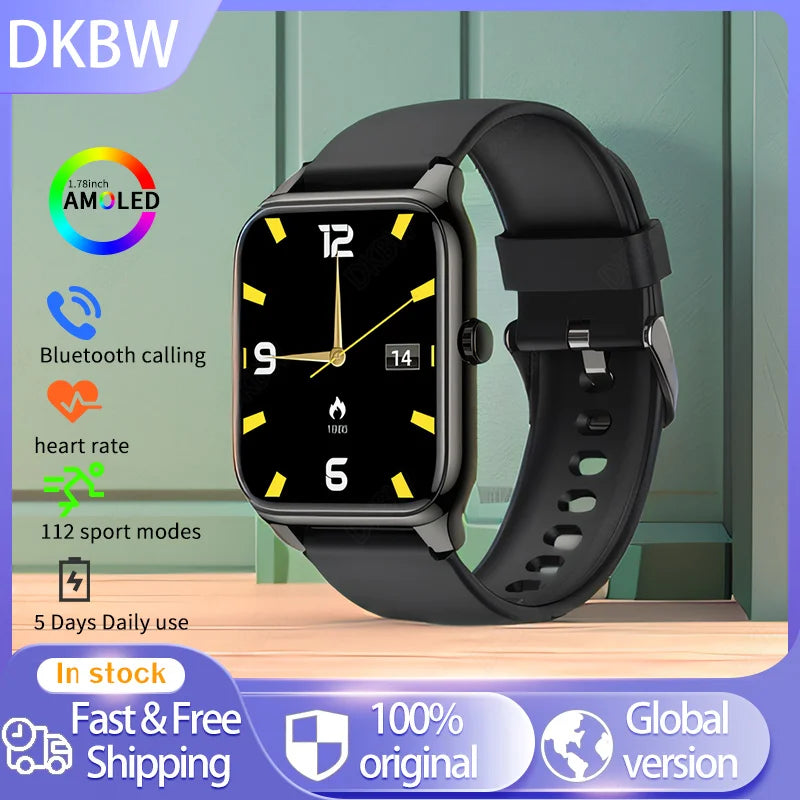 1.78 Inch AMOLED Smartwatch 2024 Men Women Smart Watch Bluetooth Calling Heart Rate Fashion Business Clock for IOS Android Phone