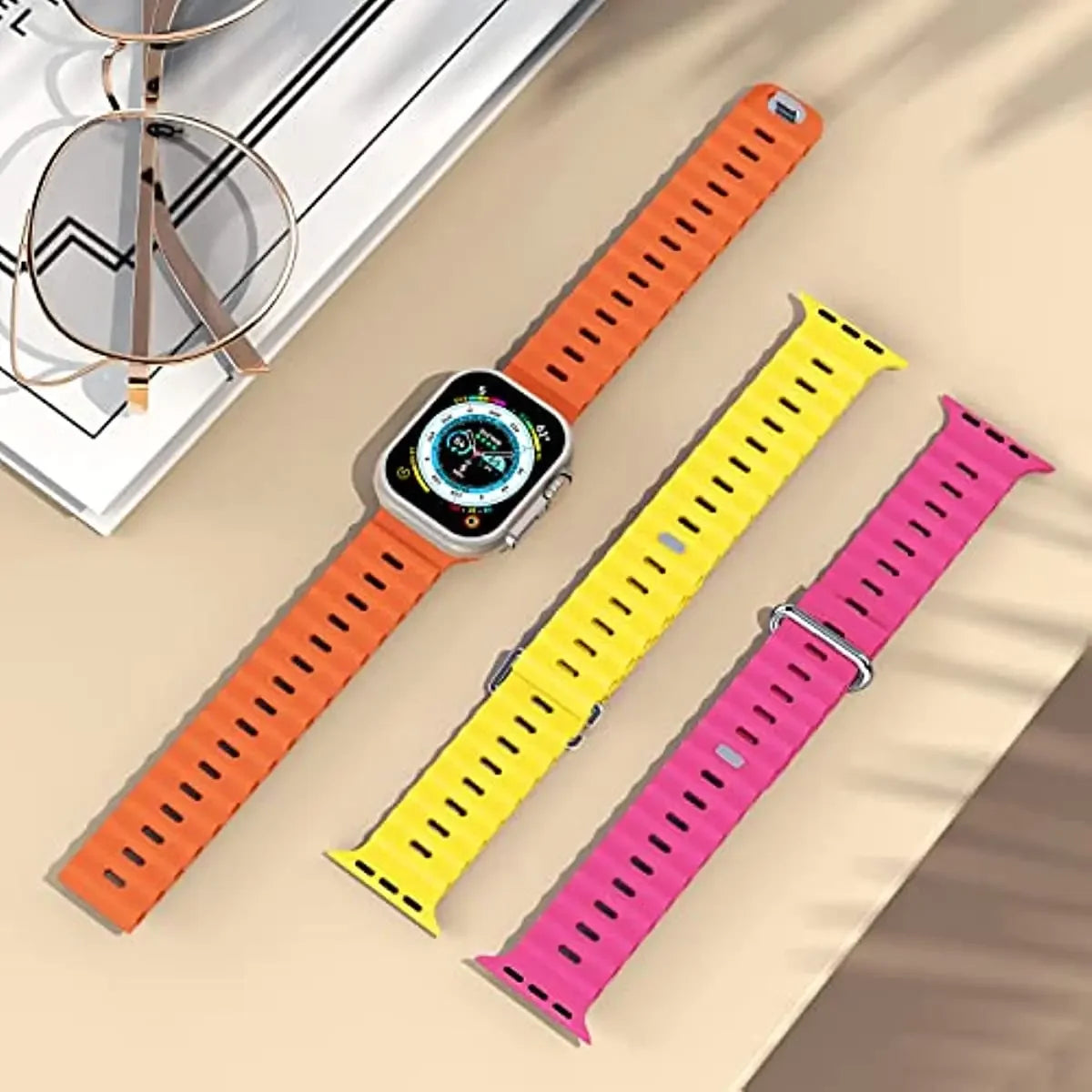 Ocean strap For Apple Watch Ultra Band 49mm 8 7 45mm 41mm Silicone Bracelet Wristband iWatch 6 5 4 3 SE 44mm 40mm 42mm 38mm band