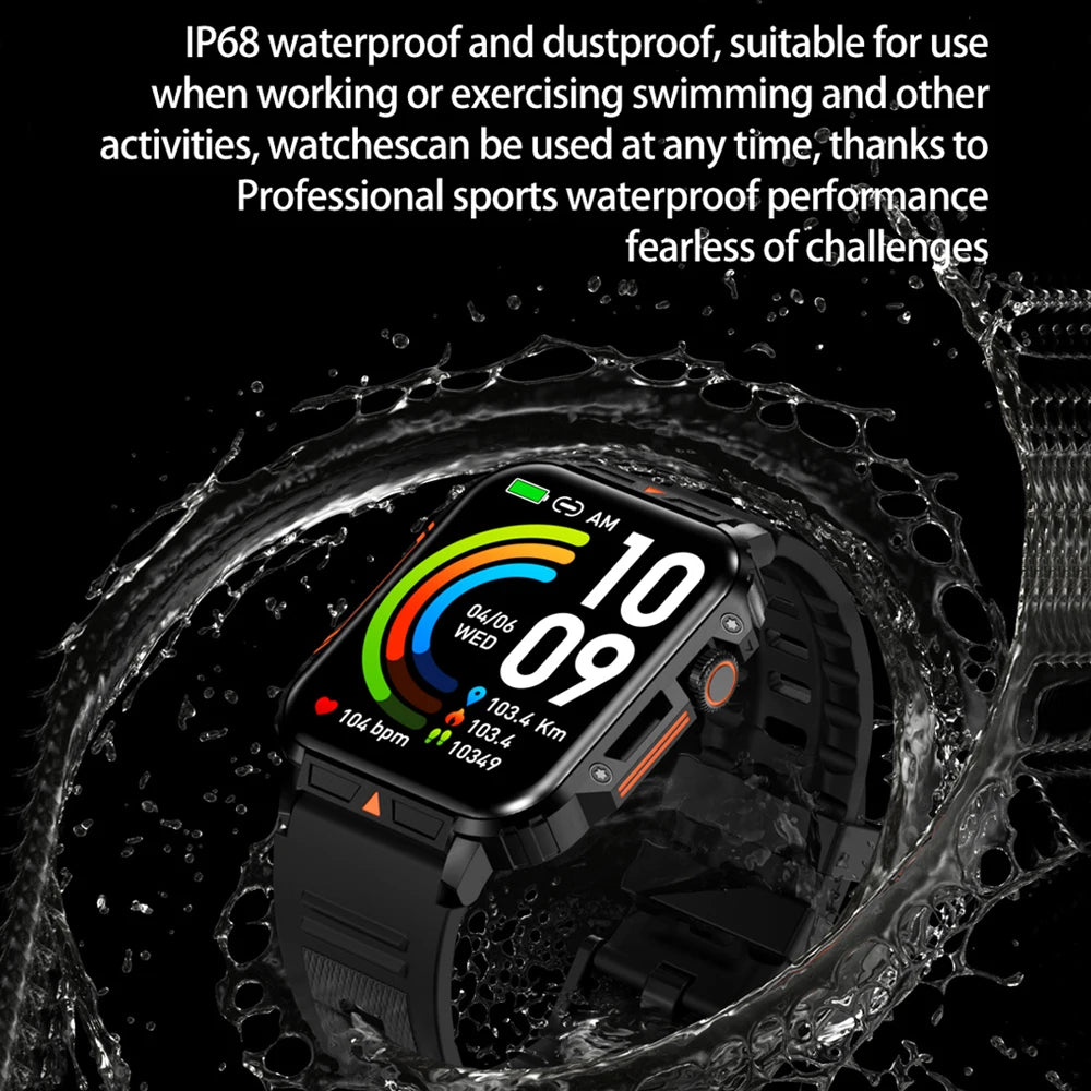 Outdoor Sports SmartWatch Men Bluetooth Call Smartwatch Health Monitoring IP68 Waterproof Fitness Tracker Smart Watch 2024 New