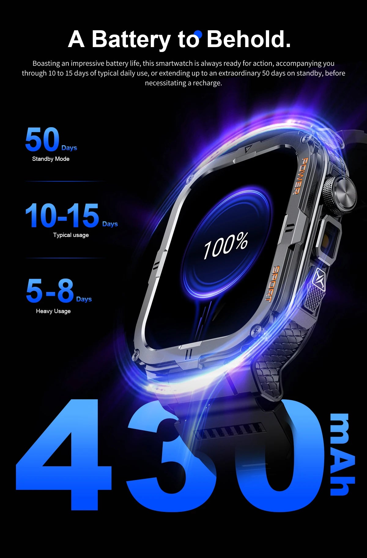 2024 New Outdoor Military Smart Watch Men Bluetooth Call 1.96" Heart Rate Fitness Sports Watches With LED Flashlight Smartwatch