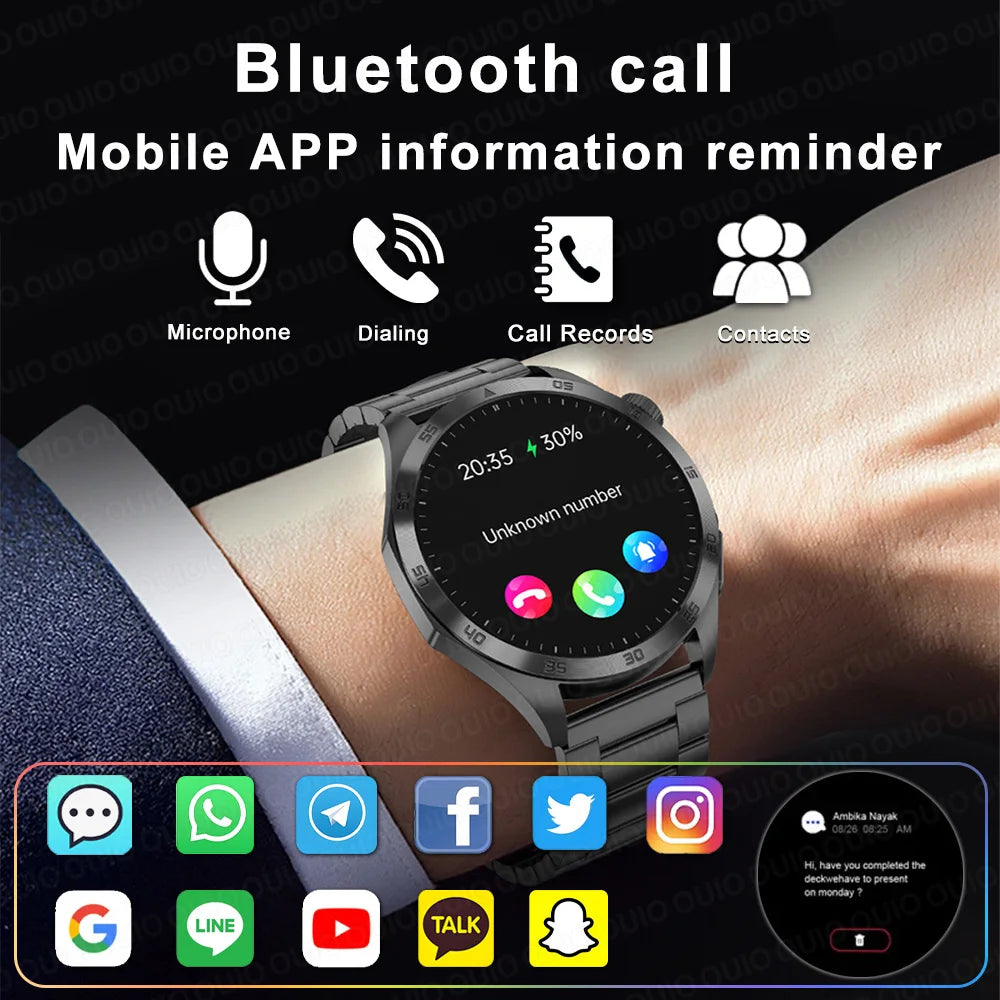 2024 New Blood Lipids Uric Acid Blood Glucose Smart Watch HD AMOLED Screen Men ECG+PPG Bluetooth Call Health tracker Smartwatchs