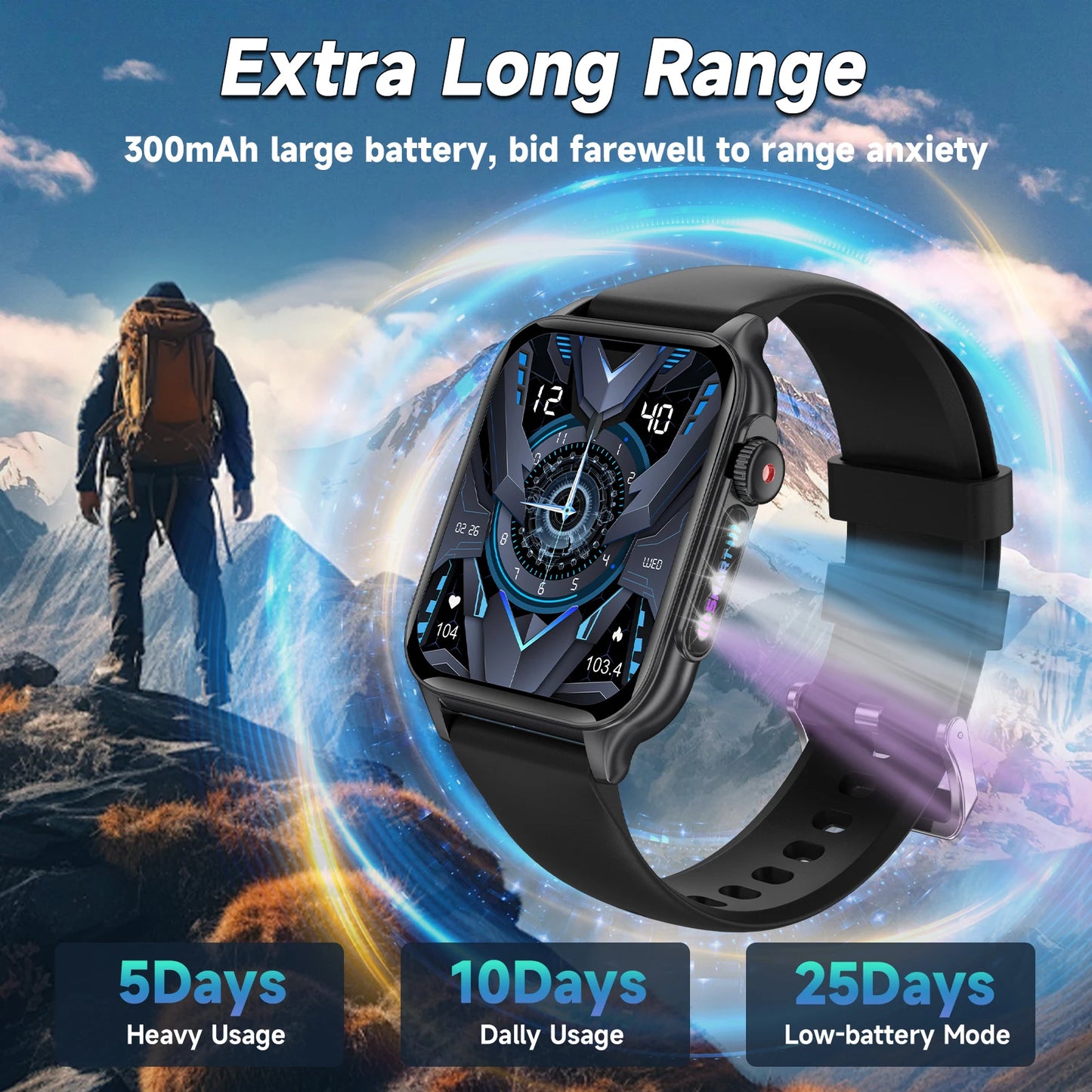 Digital Smart Watch 2024 Male Man Women 8 Colorful Breathing Light Effect Tech Heart Rate Series 9 Smartwatch