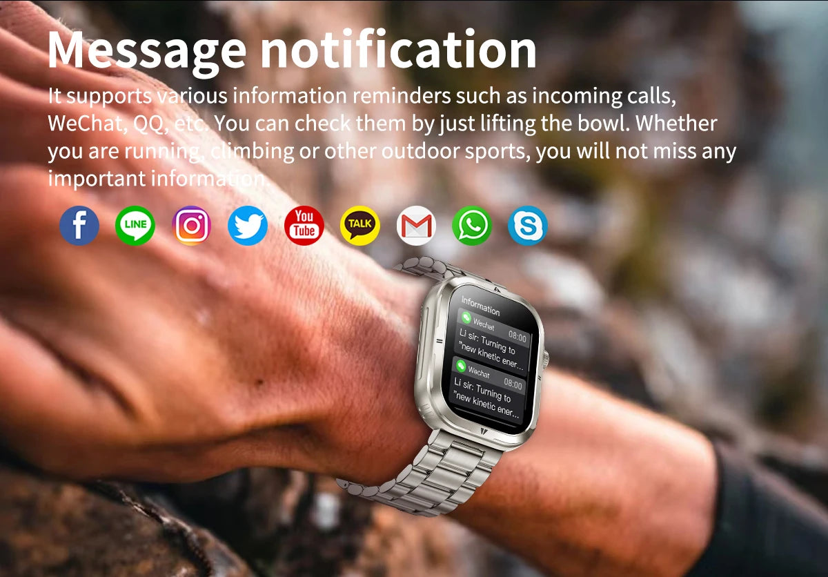 2024 New Outdoor Smart Watch Men 2.01" Screen 3ATM Waterproof Watches Bluetooth Call Ai Voice Sport Smartwatch For Android IOS