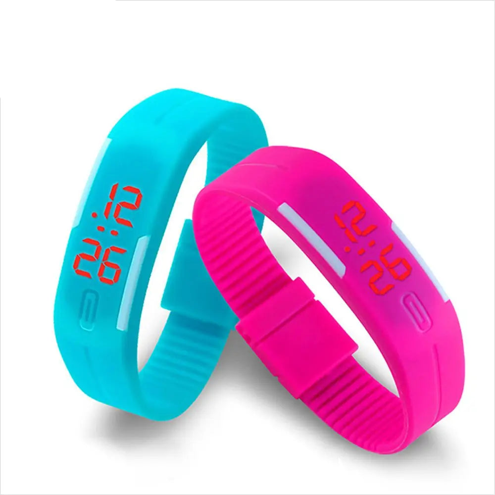 Fashion Charming Wristwatches Unisex Trendy Women's Silicone Candy Color LED Sports Bracelet Touch Digital Wrist Watch For Kids