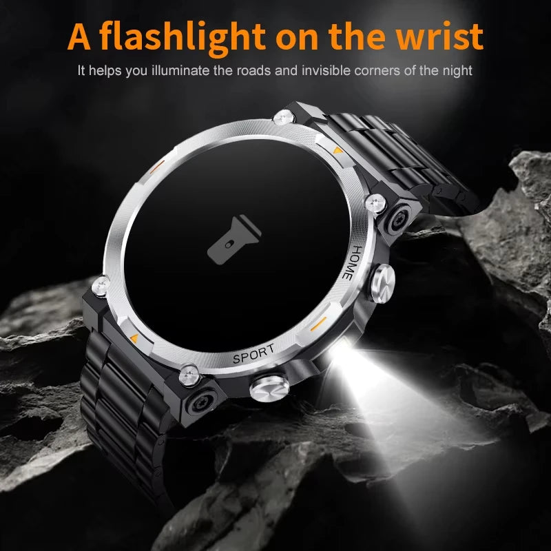 LIGE Smart Watch Men Flashlight Bluetooth Call Sleep Health Monitor Watches Man Sports Waterproof AMOLED Screen Smartwatch 2024