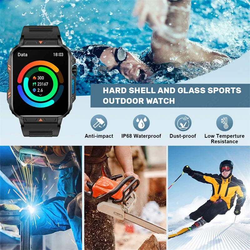 2024 Watch Outdoor Military Sport Fitness Waterproof Smart Watch Men Women Bluetooth Call Smartwatch For Xiaomi Android IOS