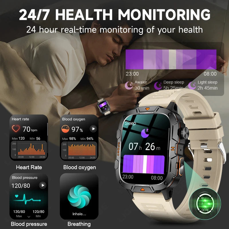 LIGE 2024 New Smart Watch Men Bluetooth Calling LED Flashlight Men Watch 420mAh Arterial Pressure Monitor Smartwatch For Xiaomi