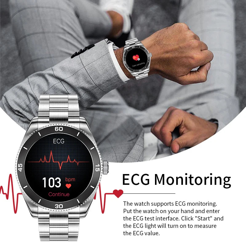 2024 Sports Fitness Tracking SmartWatch fashion Bluetooth Watch Heart Rate Clock Steel Band Full Touch screen Watch For Men +Box