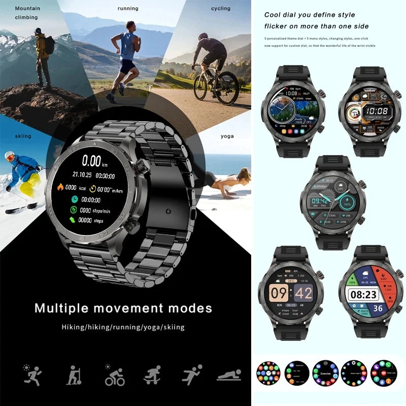 2024 NEW Outdoor Sports Smart Watch Men GPS Track Compass NFC 1.53” HD AMOLED Screen Bluetooth Call SmartWatch For Huawei Xiaomi