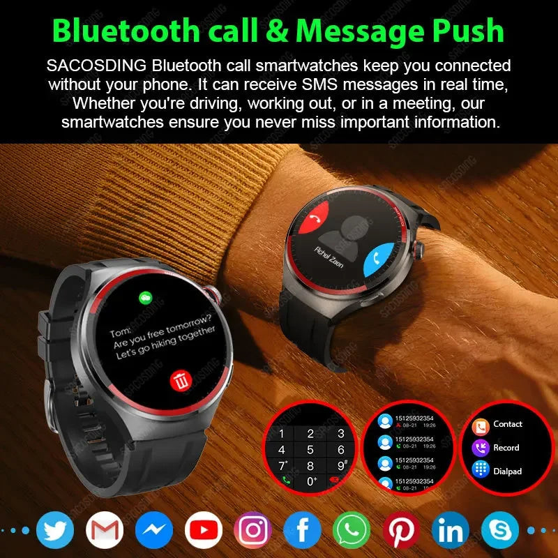 2024 Smart Watch Men   Smartwatch Amoled Blood Pressure Bluetooth Call Sports Fitness Tracker Sleep Passometer for Huawei