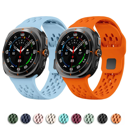 Sport Silicone Straps For Samsung Galaxy Watch Ultra Strap 47mm Accessories breathable correa Bracelet Galaxy Watch 7 ultra band