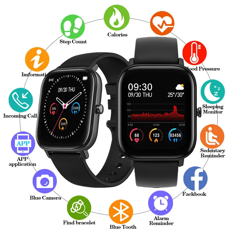 P8 Smart Watch 2024 Bluetooth Calls Smartwatch Full Touch Waterproof Fitness Tracker Blood Pressure Monitor SmartWatch Men Women