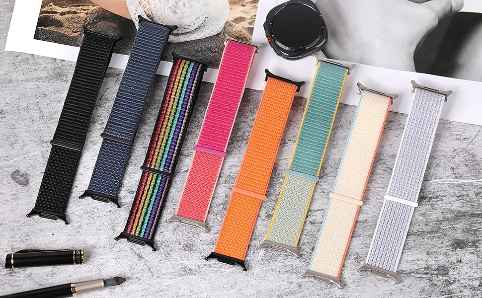 Nylon Loop For Samsung Galaxy Watch 7 Ultra Strap 47mm accessories Sport Metal connector bracelet Galaxy watch Ultra band 47 mm